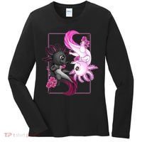Cute Axolotl Yin Yang Plush Pets Cherry Blossom Women's Long Sleeve Shirt thumb 0
