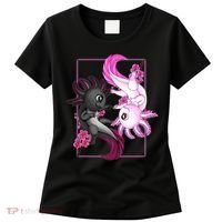 Cute Axolotl Yin Yang Plush Pets Cherry Blossom Women's T-Shirt thumb 0