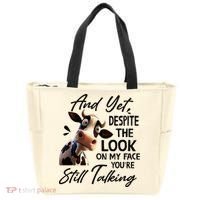 Cow And Yet Despite The Look On My Face Youre Still Talking Tote Bag thumb 0
