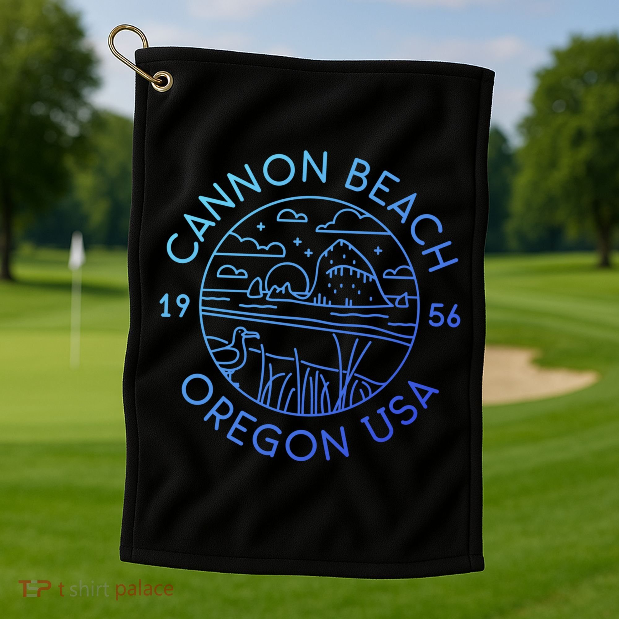 Cannon Beach 1956 Oregon Clatsop Gift Golf Towel