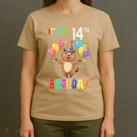 Capybara Birthday 14 Birthday Party 14th Birthday T-Shirt thumb 4