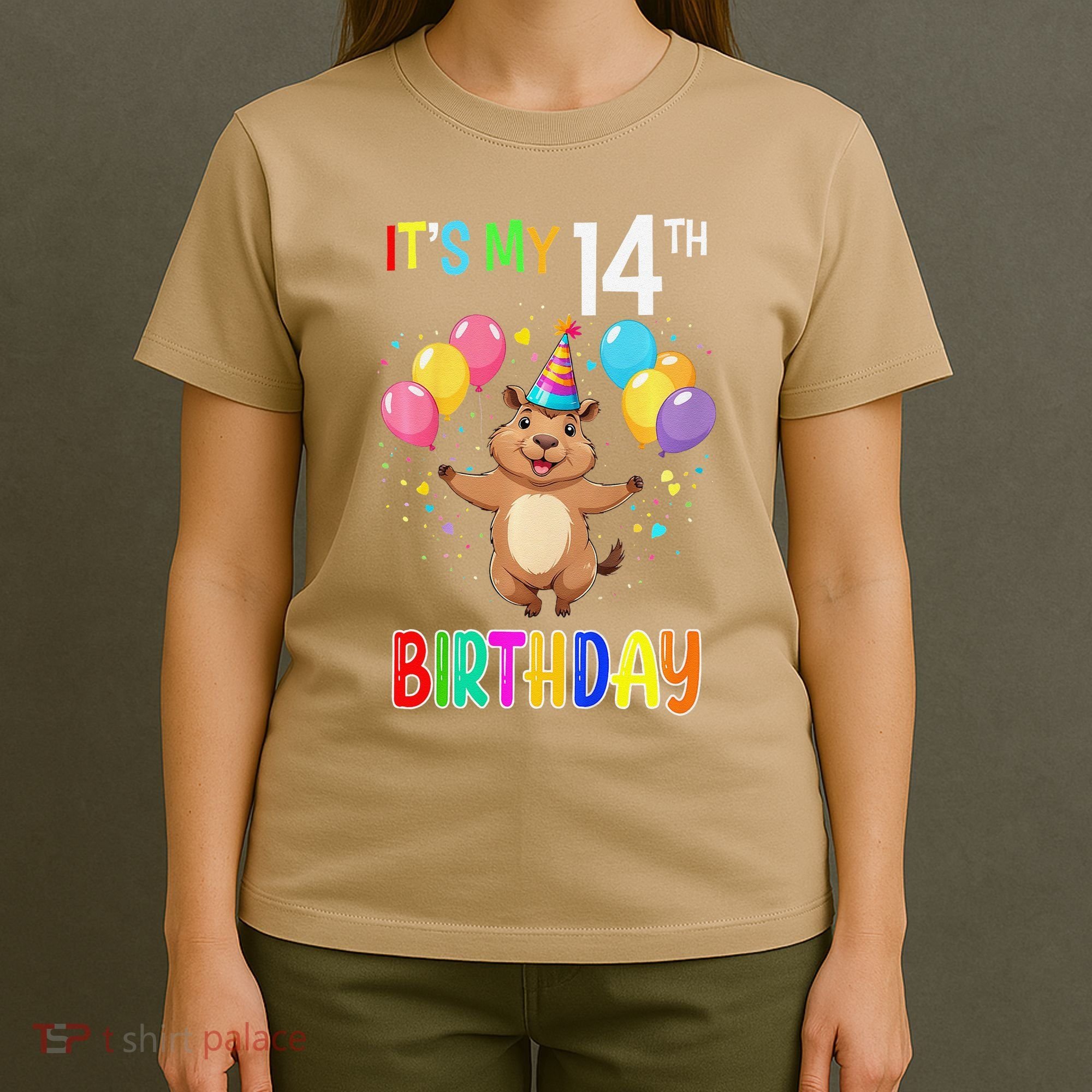 Capybara Birthday 14 Birthday Party 14th Birthday T-Shirt