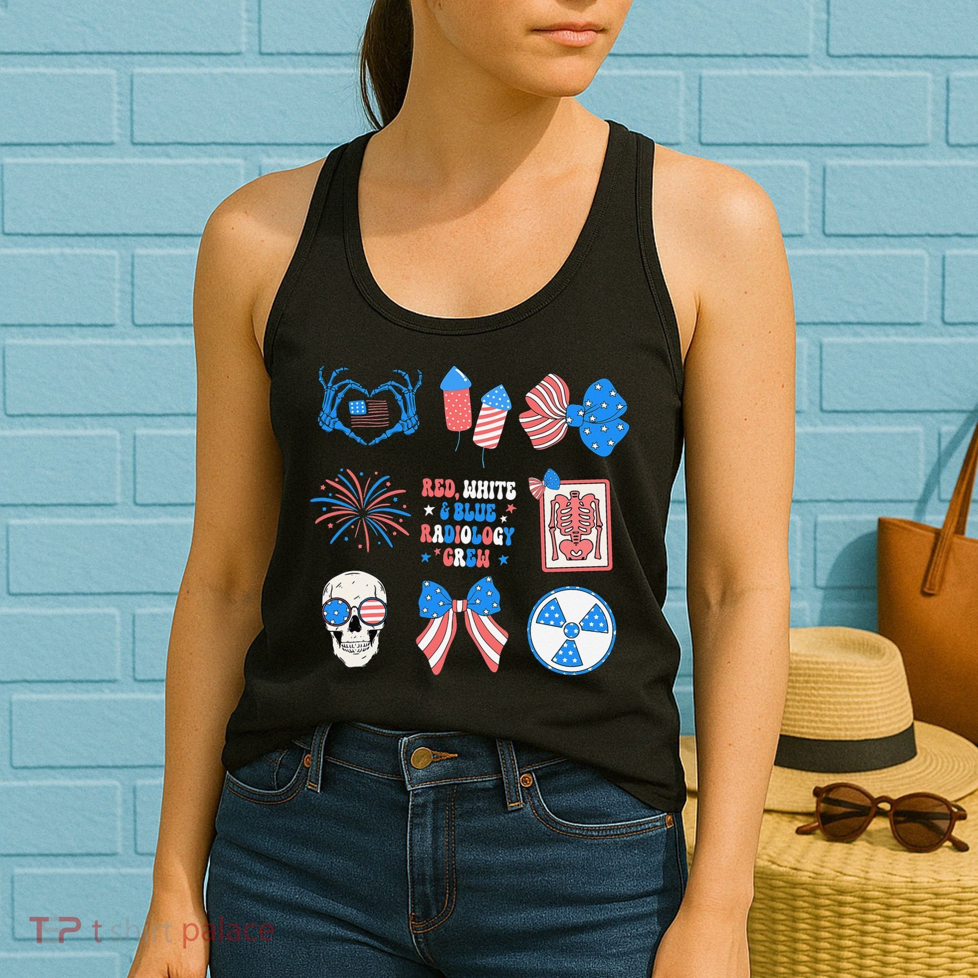 Coquette Bow 4th Of July Radiology Department X-Ray Rad Women's Tank Top