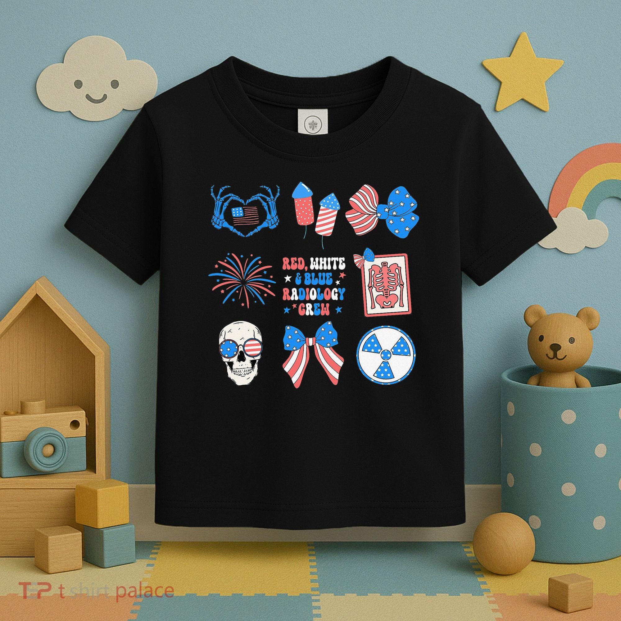 Coquette Bow 4th Of July Radiology Department X-Ray Rad Toddler T-Shirt
