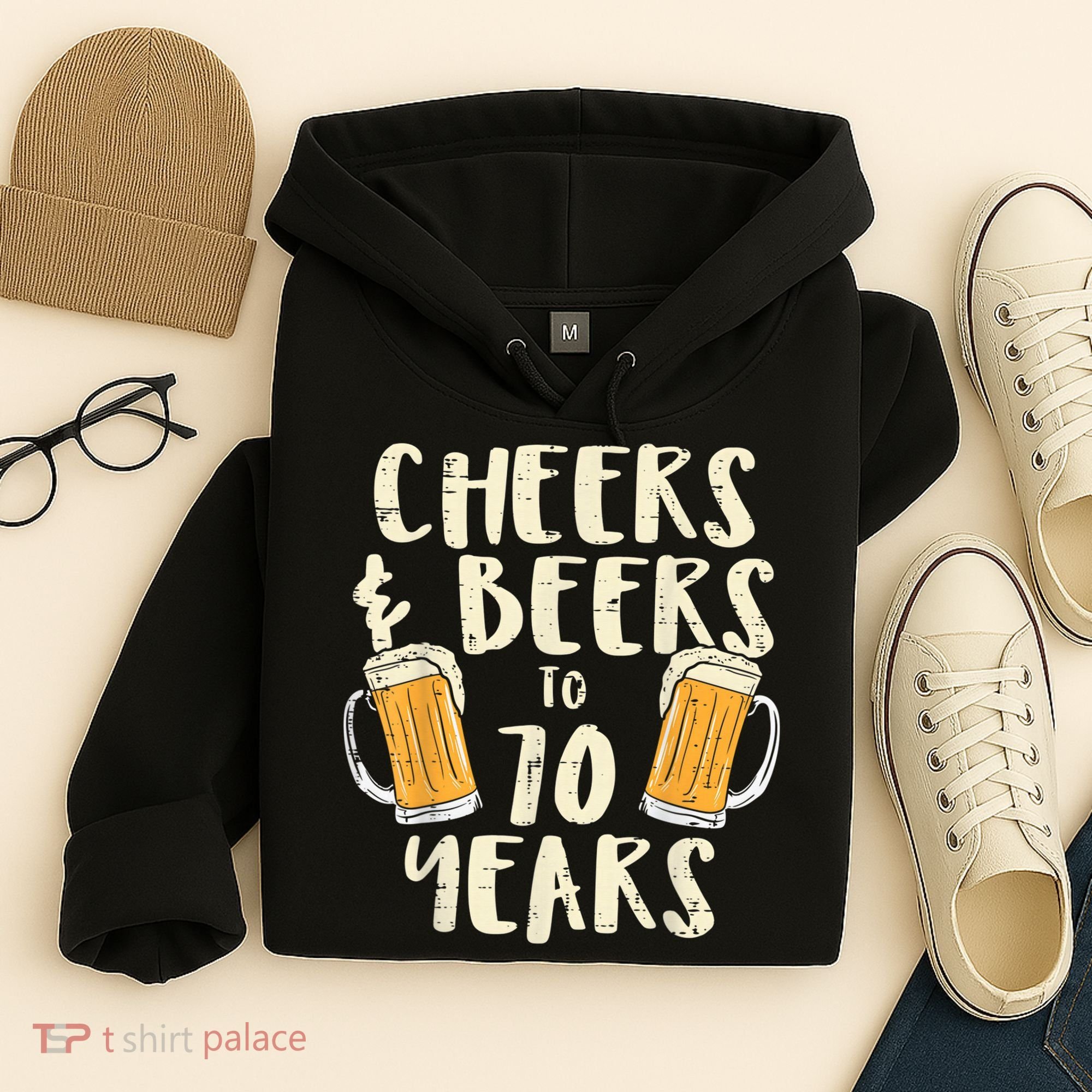  Cheers Beers 70 Years Old 70th Birthday Drinking Gift  Hoodie