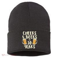  Cheers Beers 70 Years Old 70th Birthday Drinking Gift  Sustainable Knit Beanie thumb 0