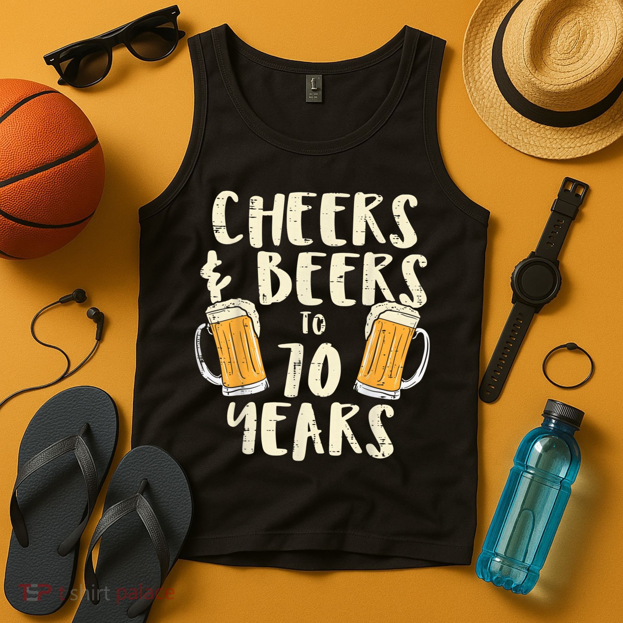  Cheers Beers 70 Years Old 70th Birthday Drinking Gift  Tank Top