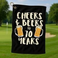  Cheers Beers 70 Years Old 70th Birthday Drinking Gift  Golf Towel thumb 1