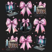 Coquette Bow 911 Dispatcher Operator Computer Telephone Ladies Heavyweight Boxy Pullover Hoodie thumb 2