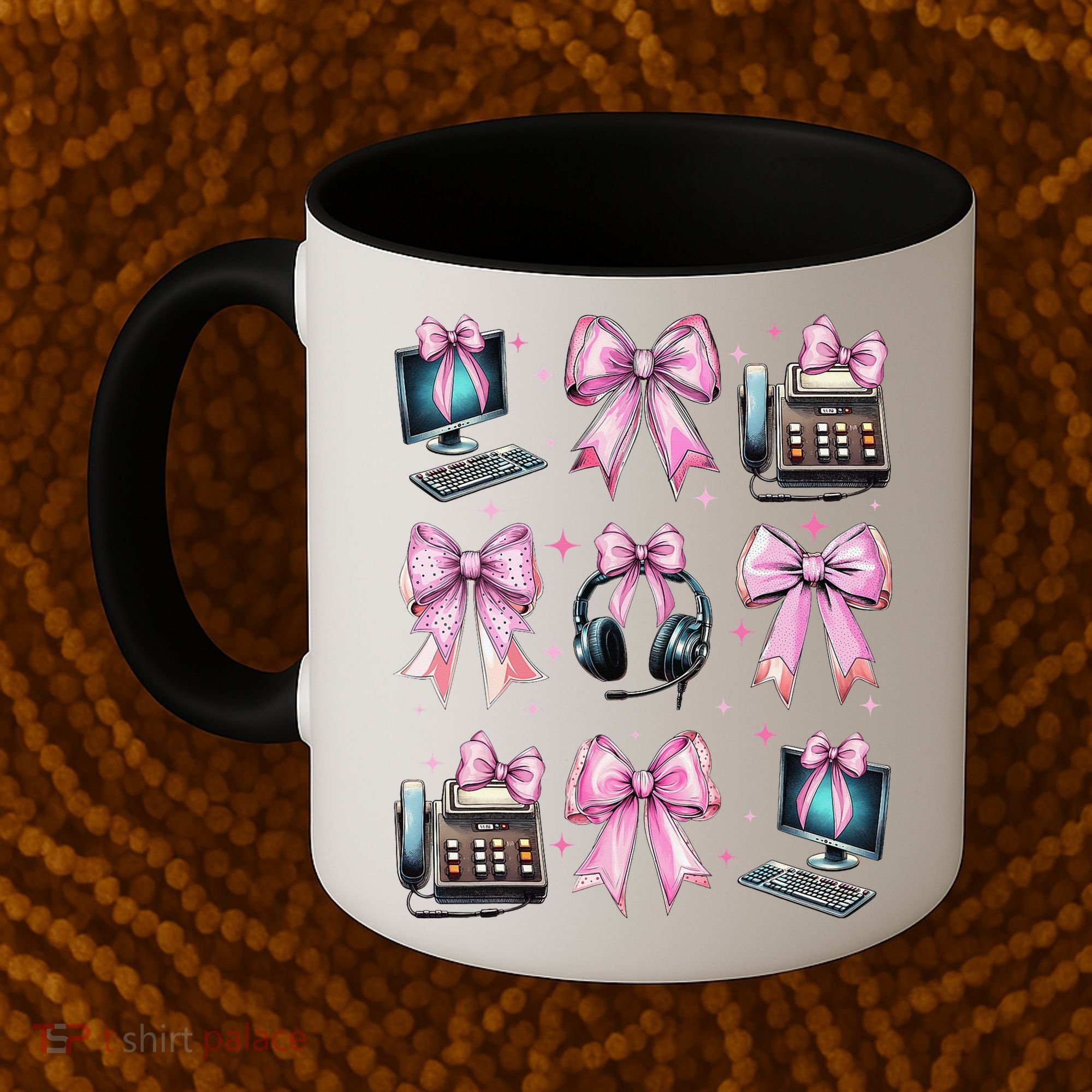 Coquette Bow 911 Dispatcher Operator Computer Telephone Coffee Mug