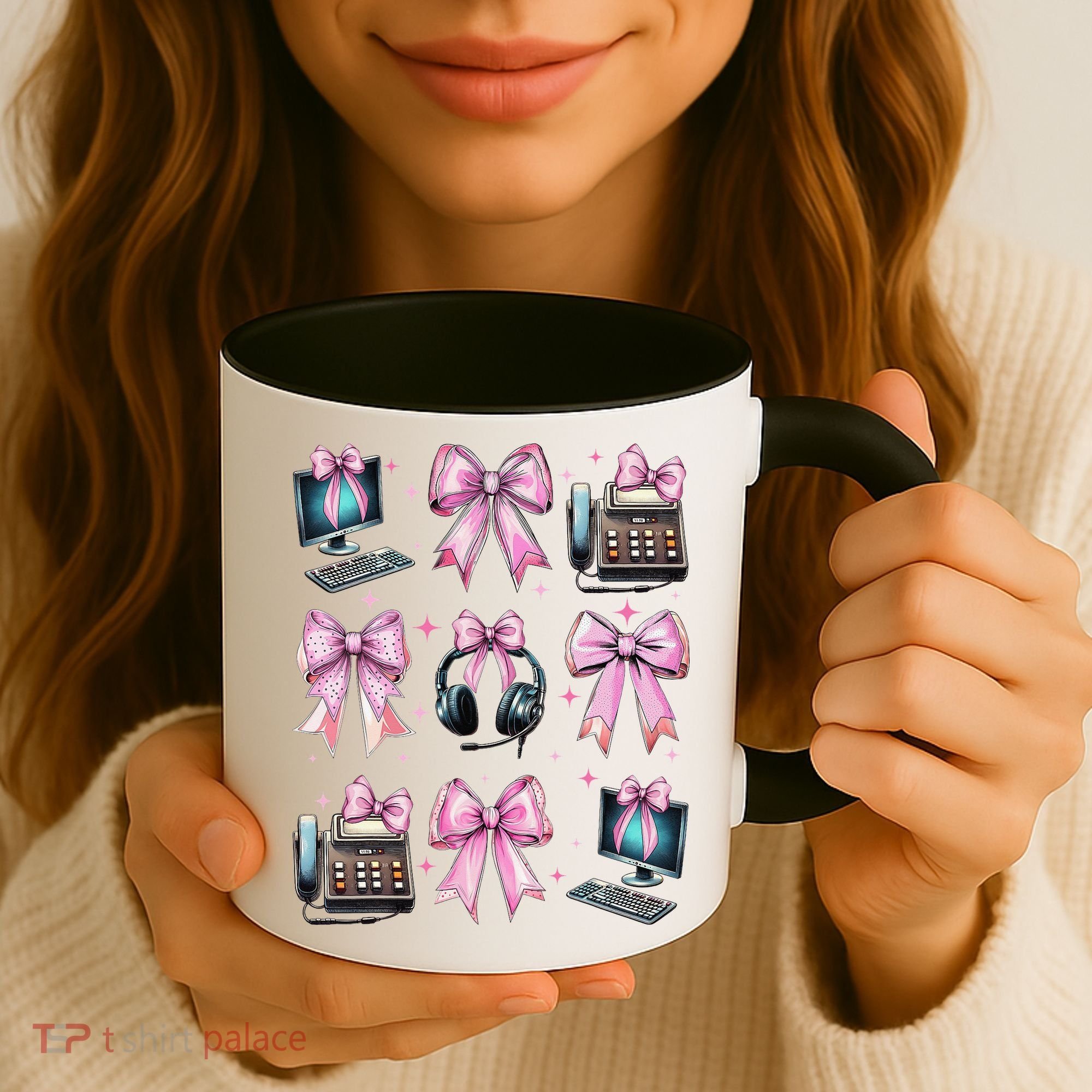 Coquette Bow 911 Dispatcher Operator Computer Telephone Coffee Mug