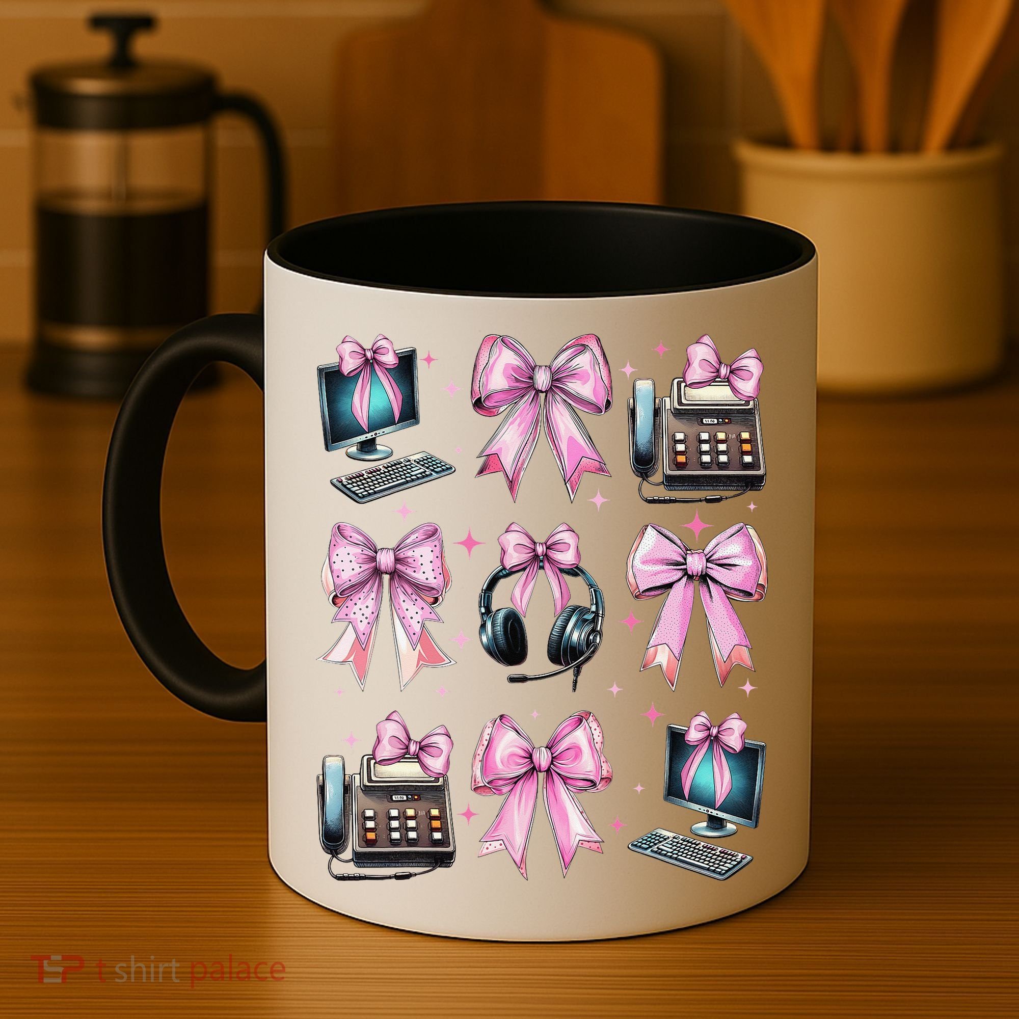 Coquette Bow 911 Dispatcher Operator Computer Telephone Coffee Mug