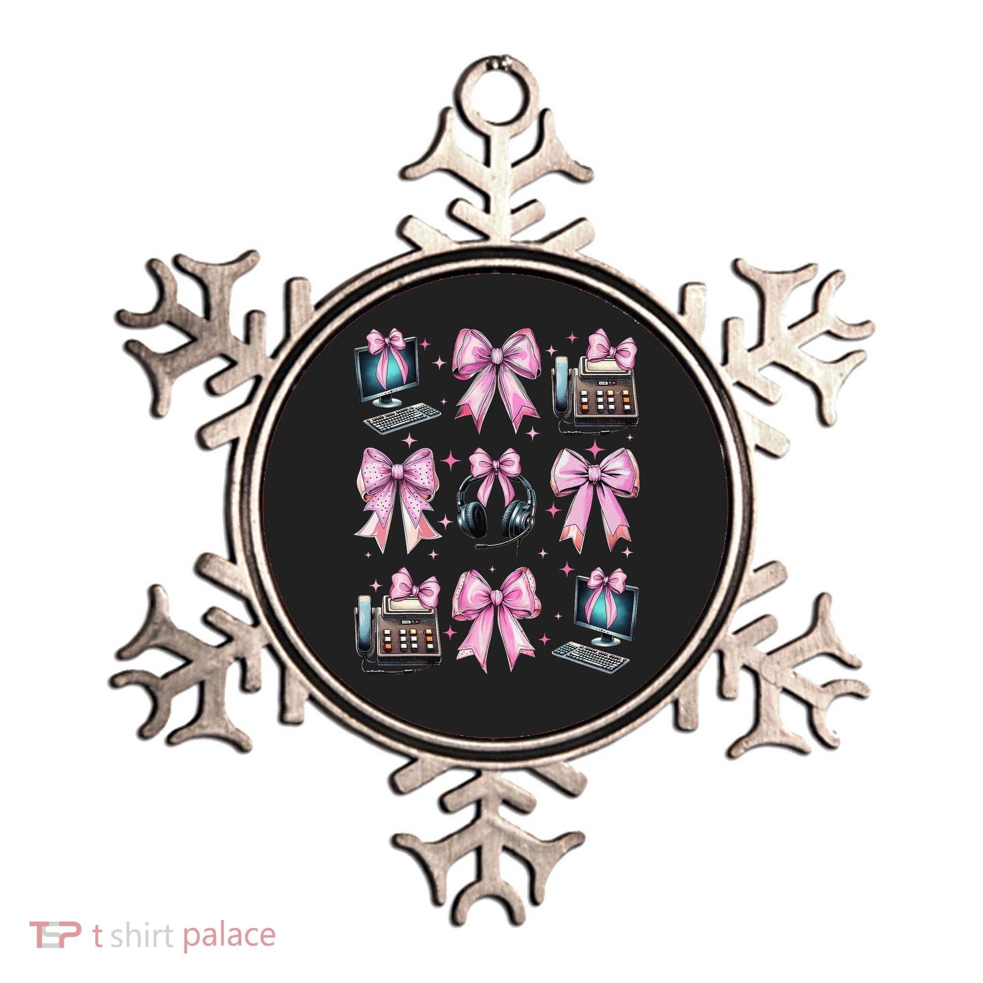 Coquette Bow 911 Dispatcher Operator Computer Telephone Ornament