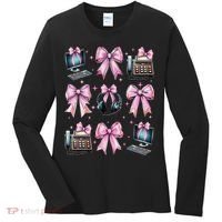 Coquette Bow 911 Dispatcher Operator Computer Telephone Women's Long Sleeve Shirt thumb 0
