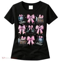 Coquette Bow 911 Dispatcher Operator Computer Telephone Women's T-Shirt thumb 0