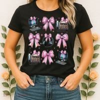 Coquette Bow 911 Dispatcher Operator Computer Telephone Women's T-Shirt thumb 2