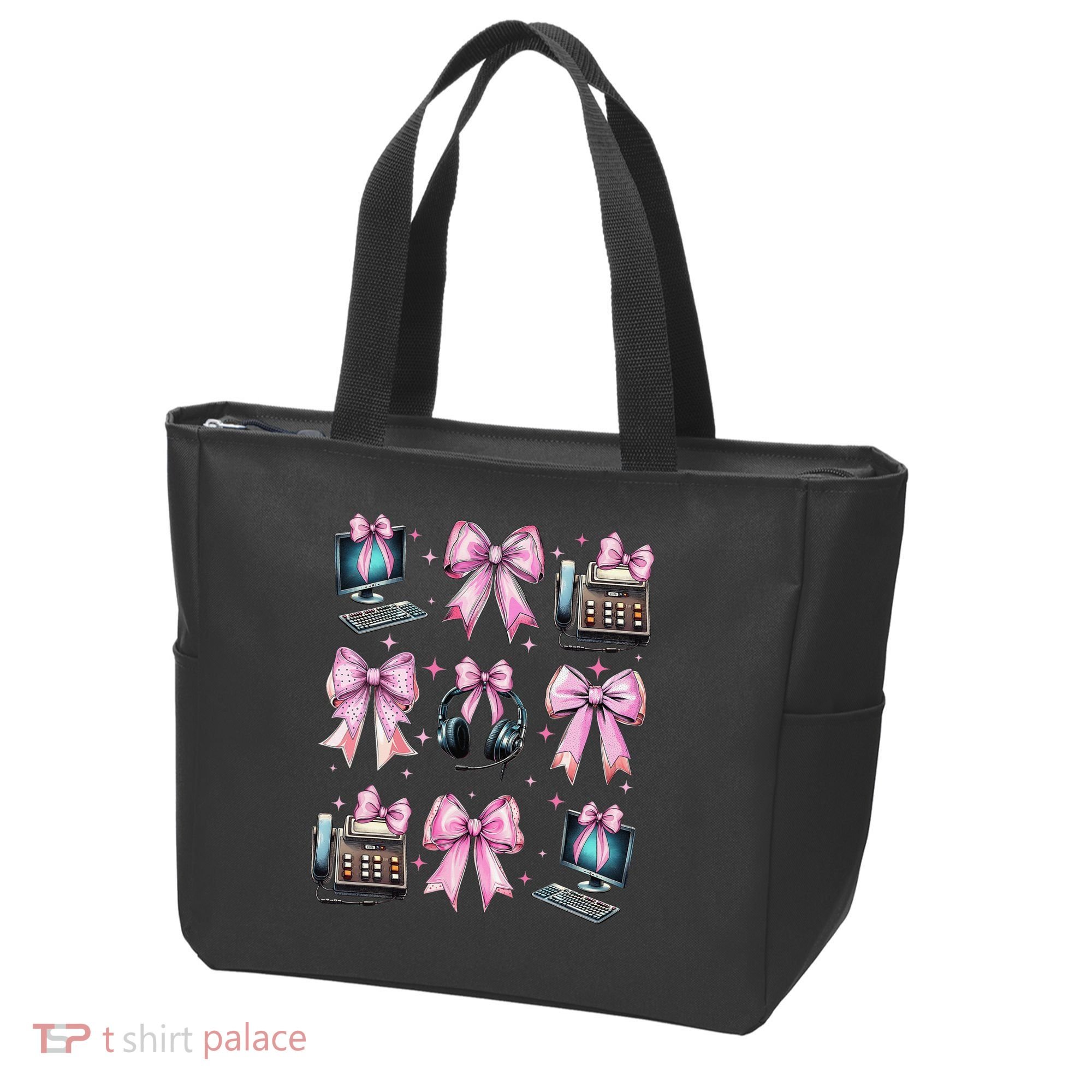 Coquette Bow 911 Dispatcher Operator Computer Telephone Tote Bag
