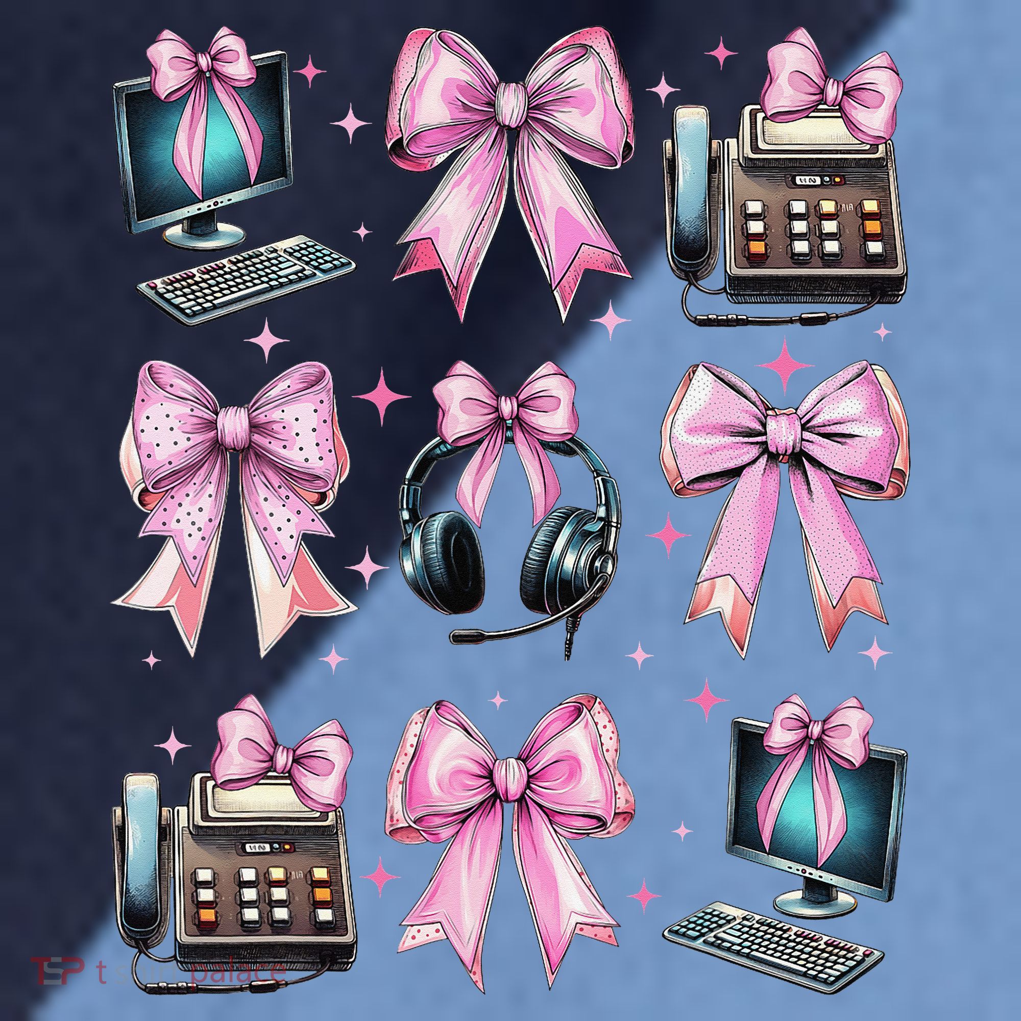 Coquette Bow 911 Dispatcher Operator Computer Telephone Raglan Baseball Sleeve Shirt