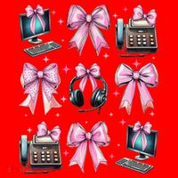 Coquette Bow 911 Dispatcher Operator Computer Telephone Santa Hat thumb 1