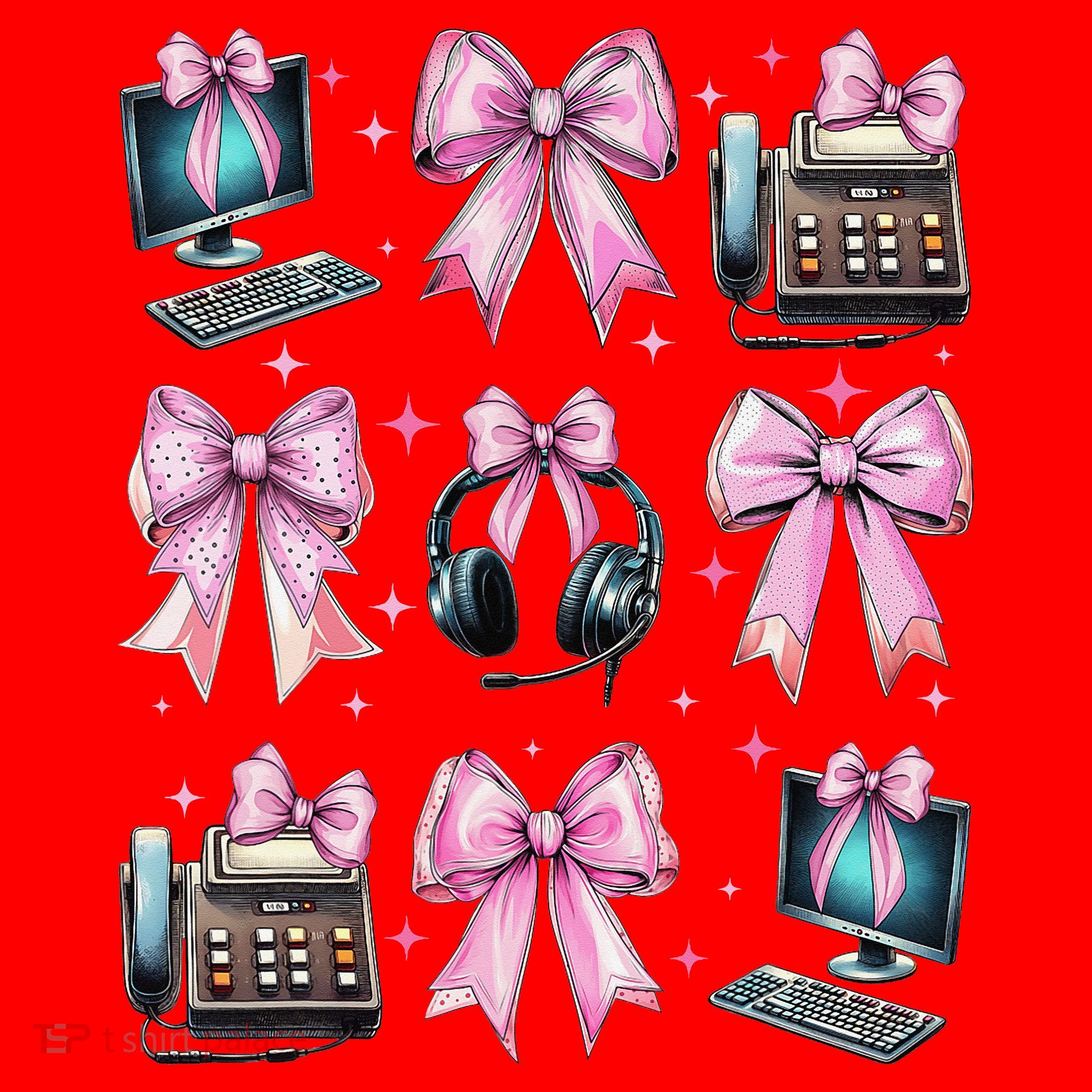 Coquette Bow 911 Dispatcher Operator Computer Telephone Santa Hat