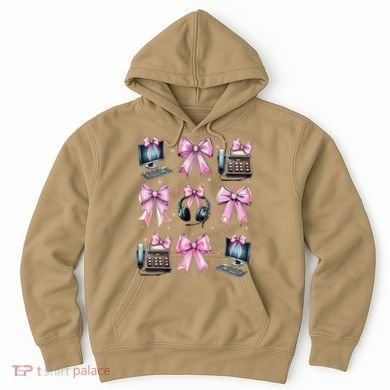 Coquette Bow 911 Dispatcher Operator Computer Telephone Hoodie