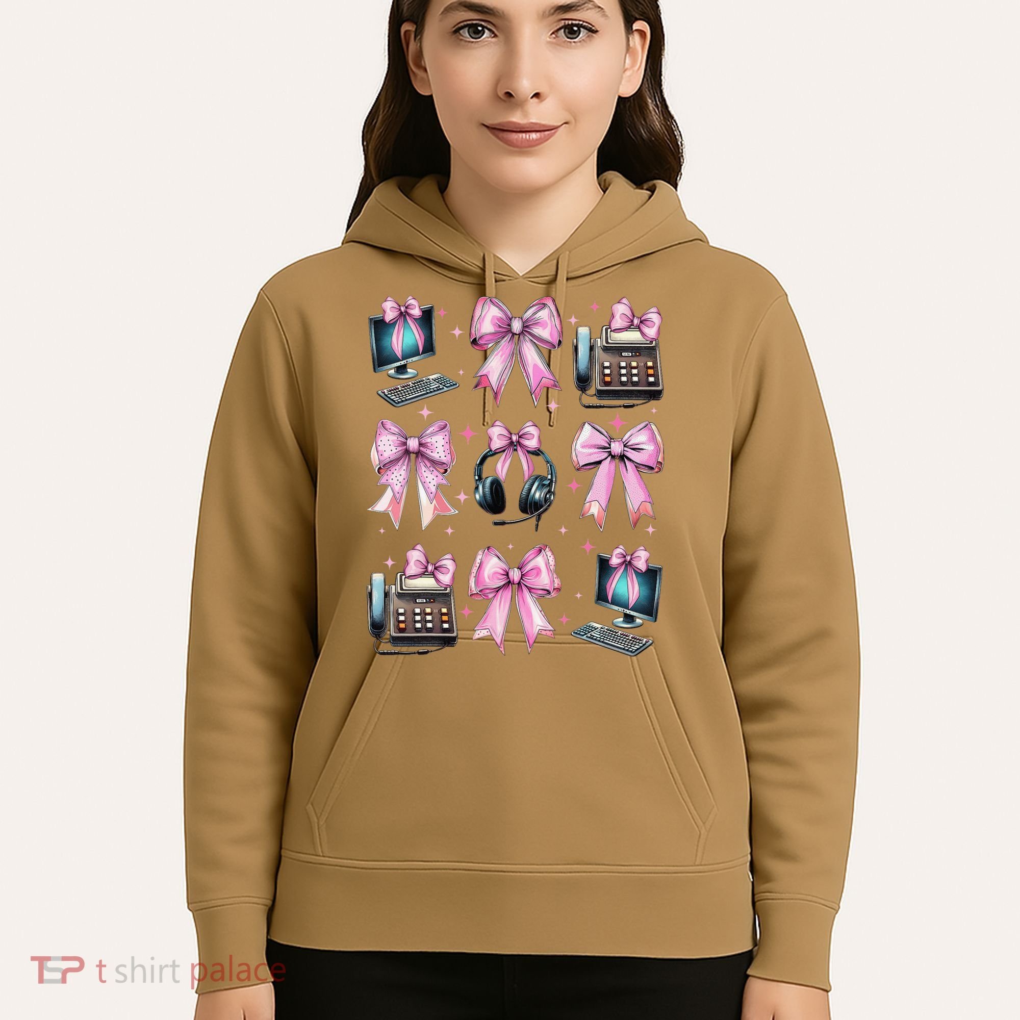 Coquette Bow 911 Dispatcher Operator Computer Telephone Hoodie