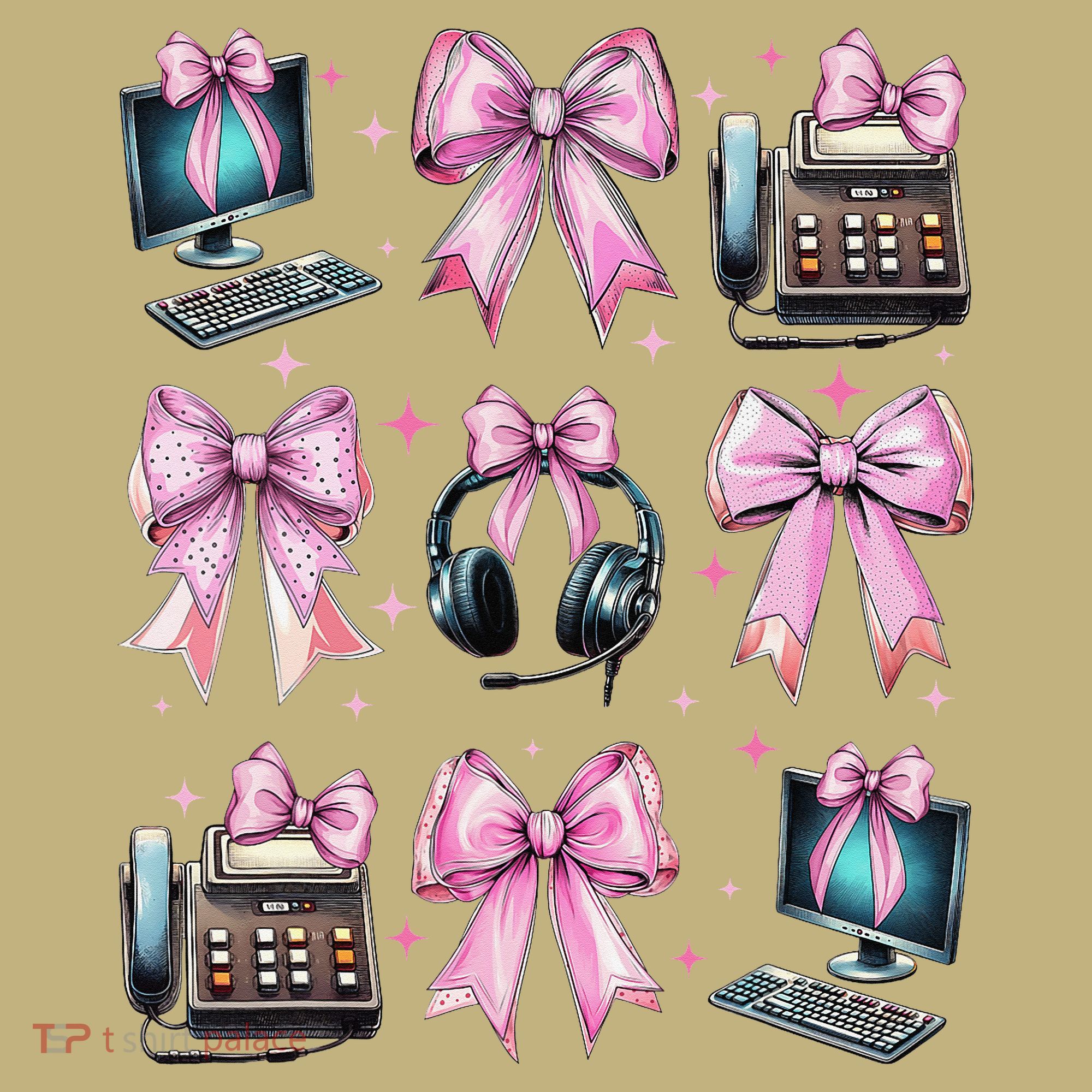 Coquette Bow 911 Dispatcher Operator Computer Telephone Long Sleeve Shirt