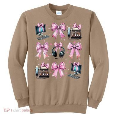 Coquette Bow 911 Dispatcher Operator Computer Telephone Sweatshirt