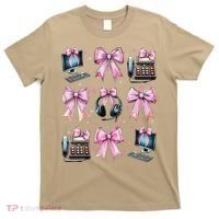 Coquette Bow 911 Dispatcher Operator Computer Telephone T-Shirt thumb 0