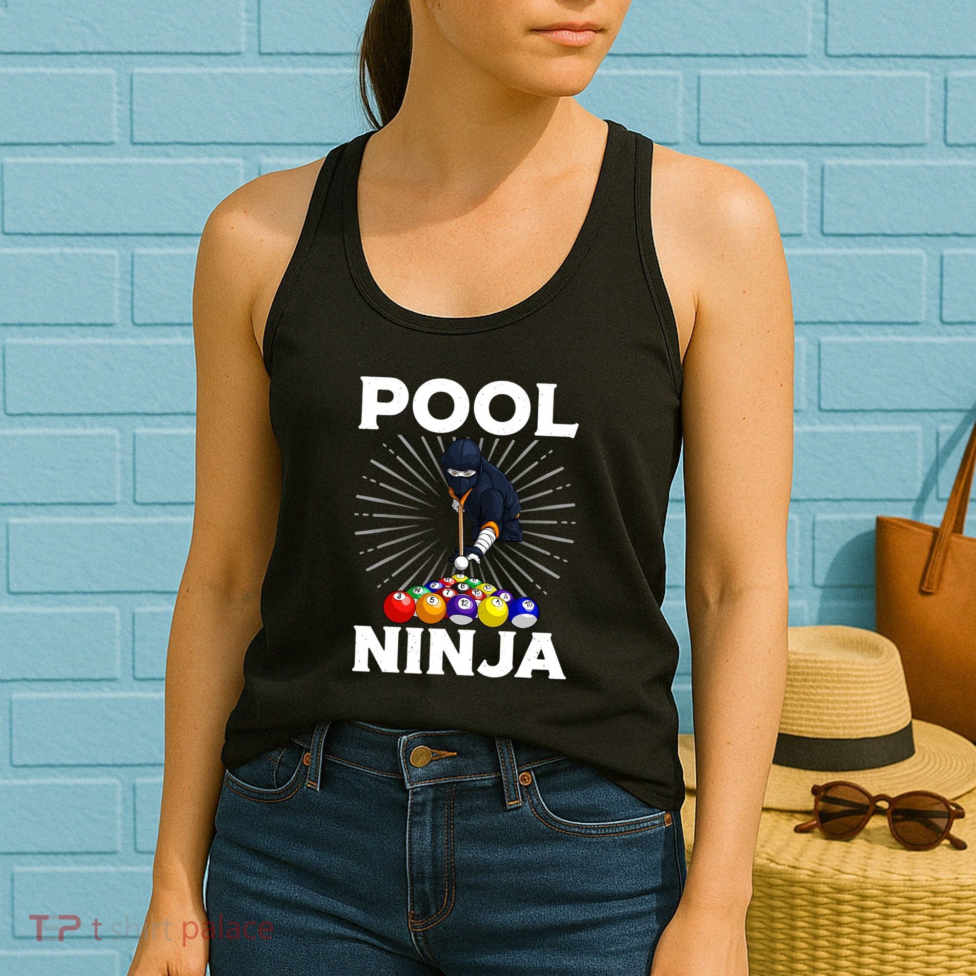 Cool Billiards Art For Pool Player Ninja Billiard Women's Tank Top