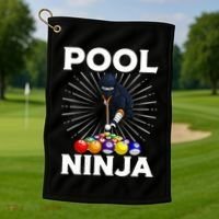 Cool Billiards Art For Pool Player Ninja Billiard Golf Towel thumb 1