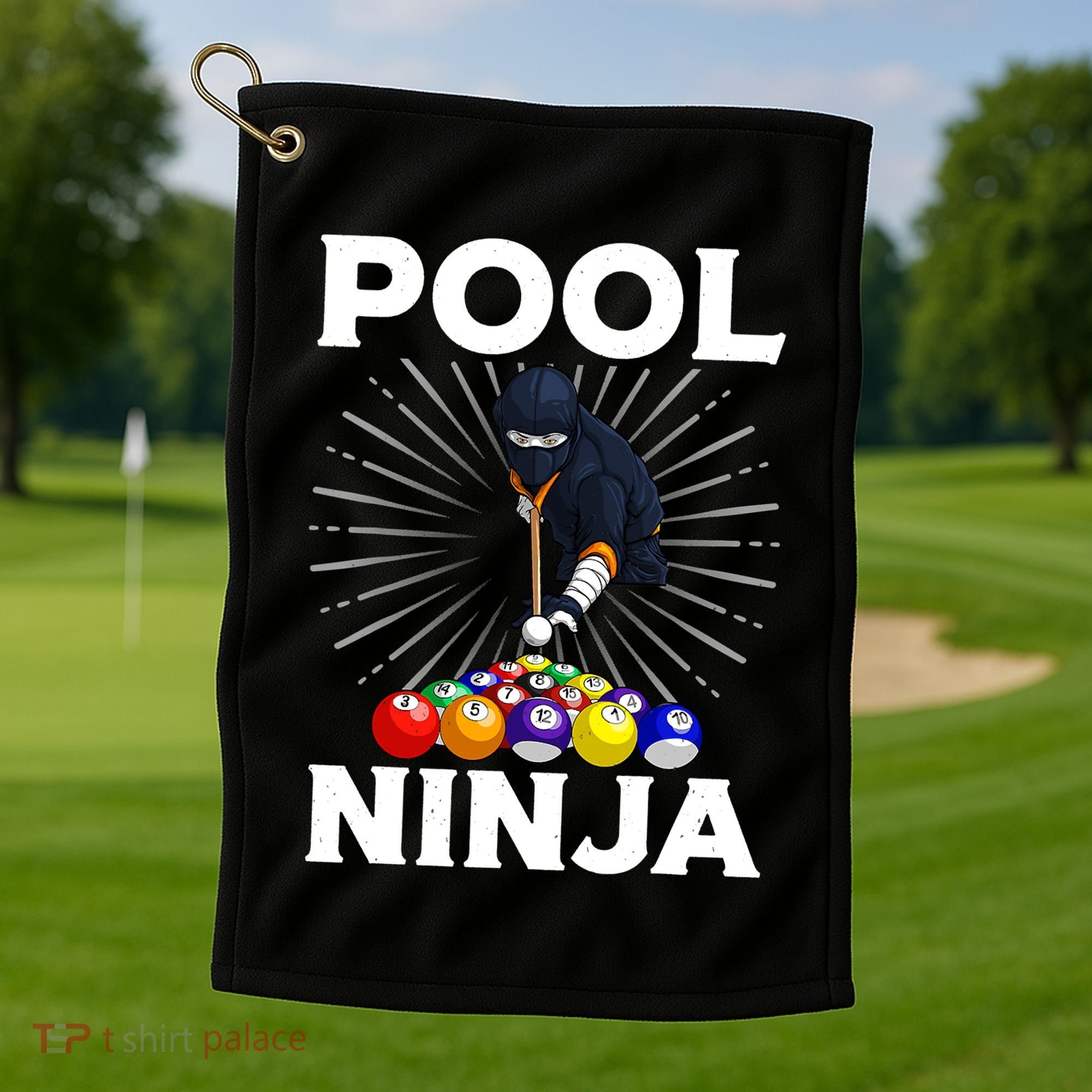 Cool Billiards Art For Pool Player Ninja Billiard Golf Towel