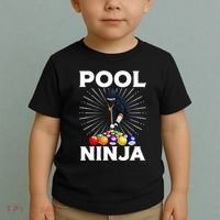 Cool Billiards Art For Pool Player Ninja Billiard Toddler T-Shirt thumb 2