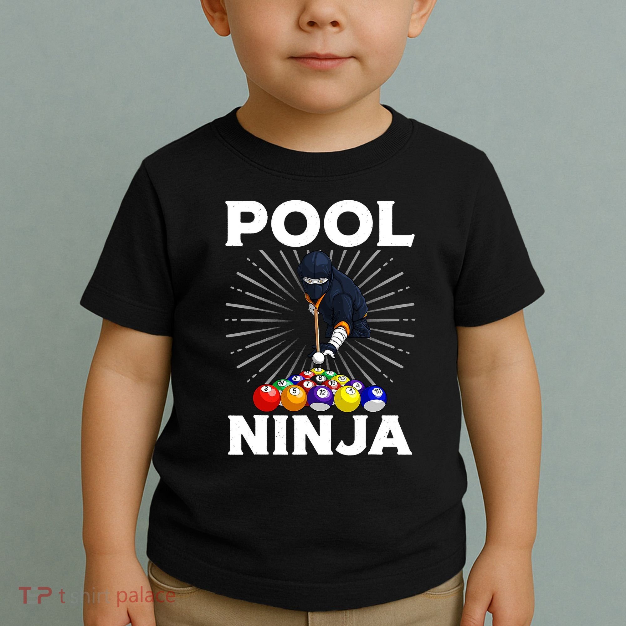 Cool Billiards Art For Pool Player Ninja Billiard Toddler T-Shirt