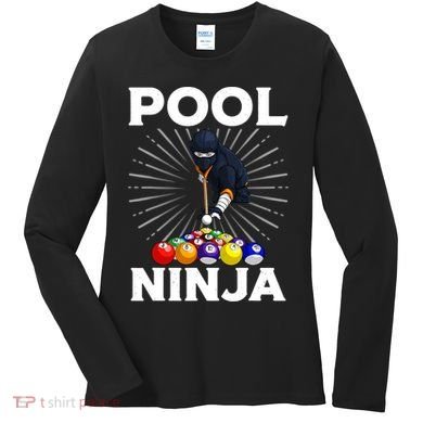Cool Billiards Art For Pool Player Ninja Billiard Women's Long Sleeve Shirt