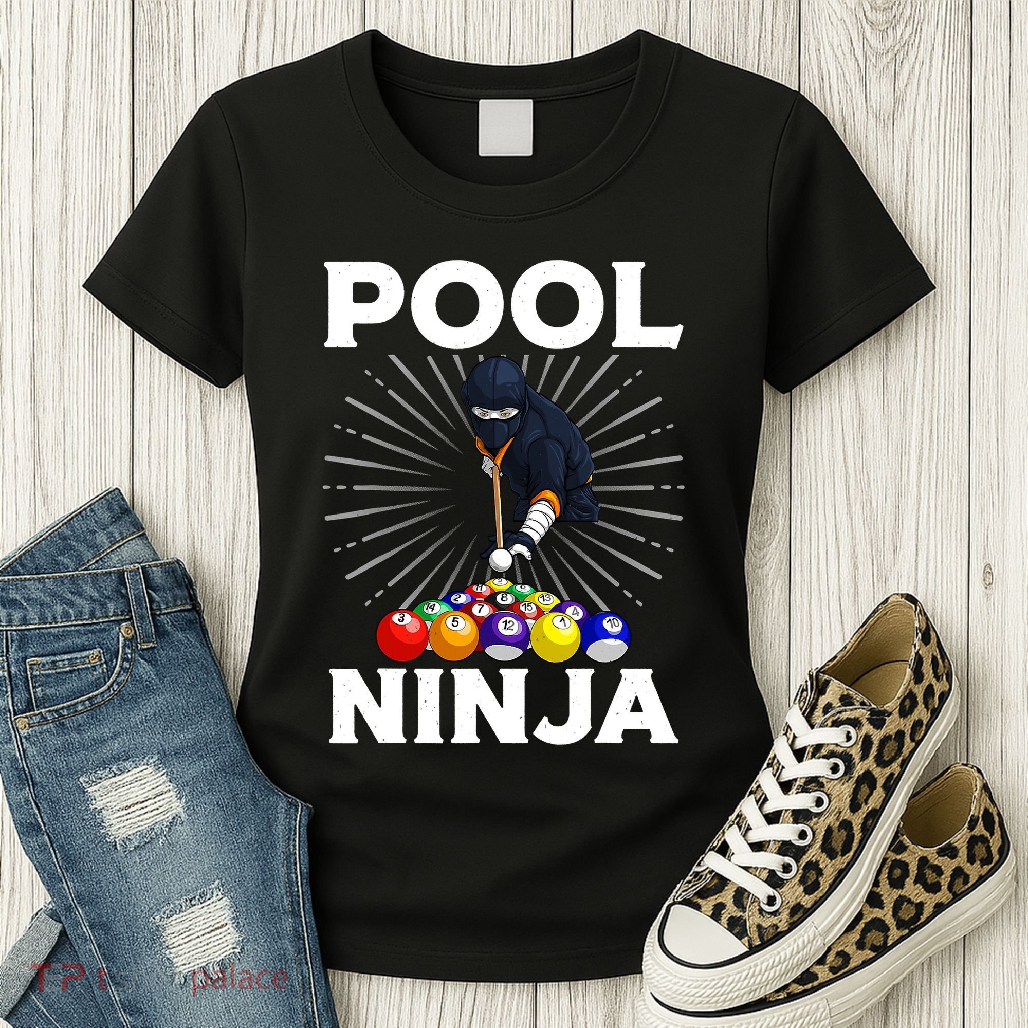 Cool Billiards Art For Pool Player Ninja Billiard Women's T-Shirt