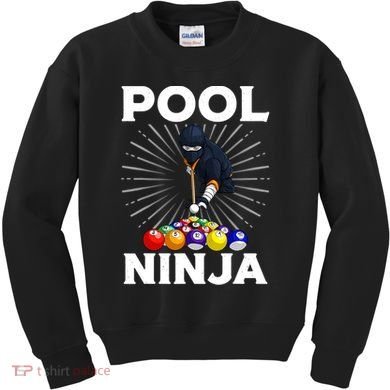 Cool Billiards Art For Pool Player Ninja Billiard Kids Sweatshirt