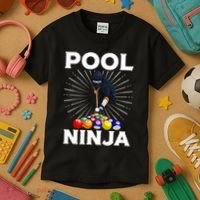 Cool Billiards Art For Pool Player Ninja Billiard Kids T-Shirt thumb 3