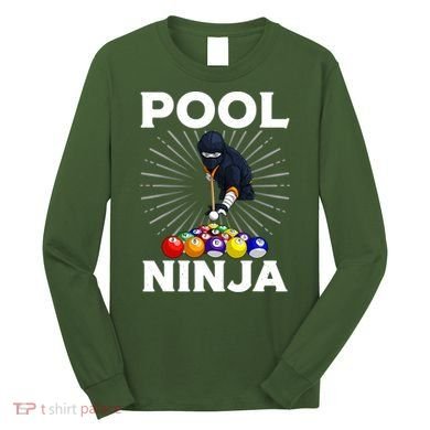 Cool Billiards Art For Pool Player Ninja Billiard Long Sleeve Shirt