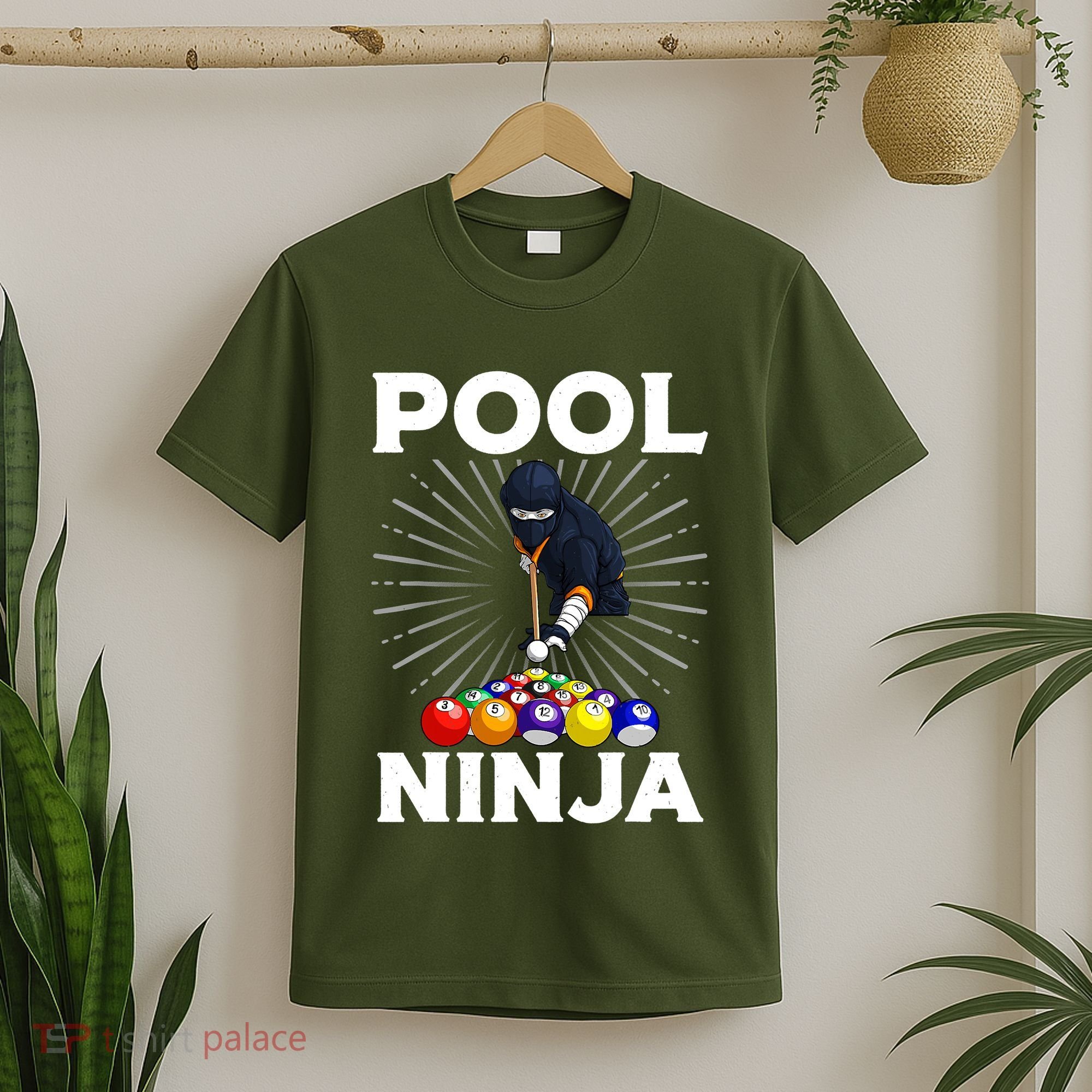 Cool Billiards Art For Pool Player Ninja Billiard T-Shirt