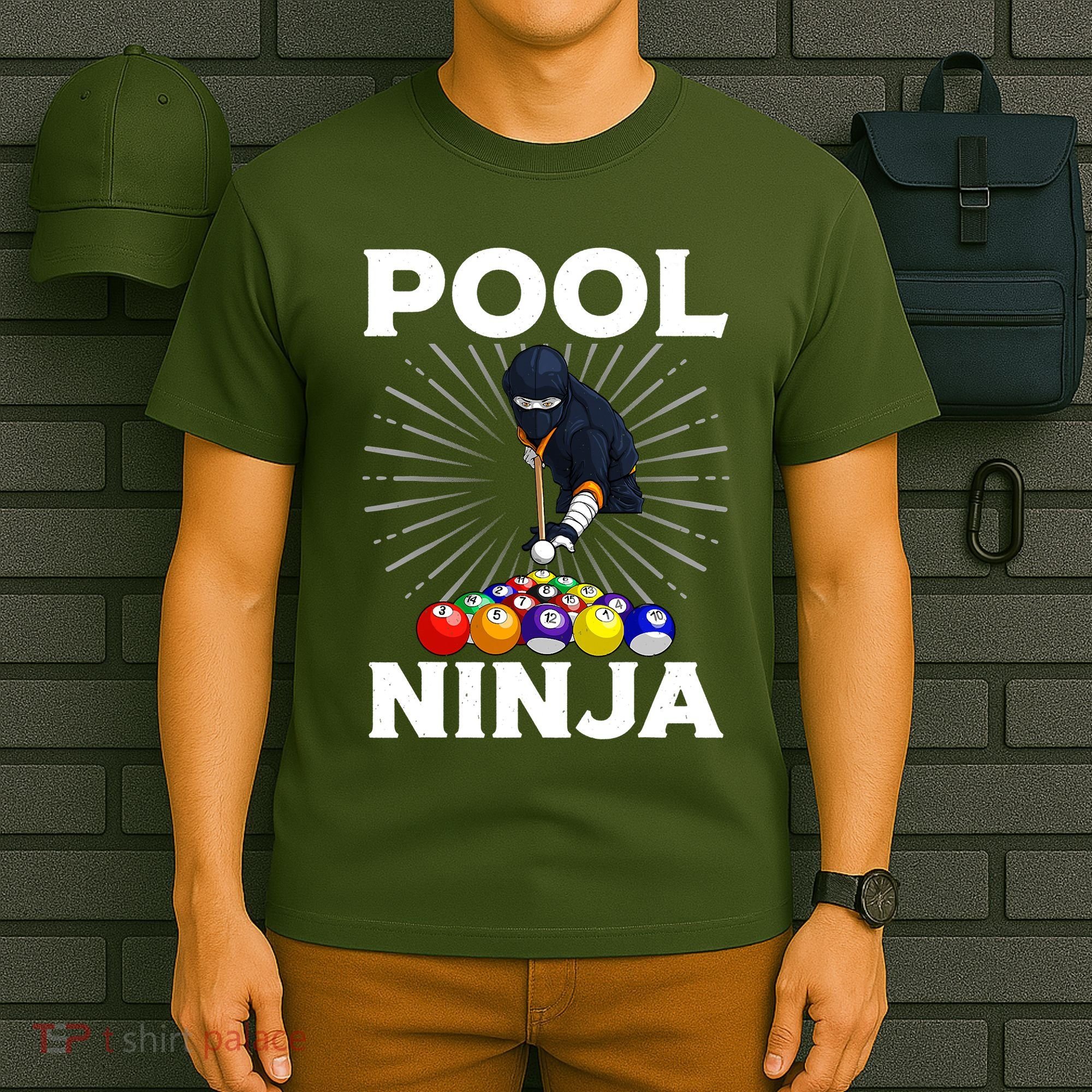 Cool Billiards Art For Pool Player Ninja Billiard T-Shirt