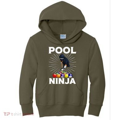 Cool Billiards Art For Pool Player Ninja Billiard Kids Hoodie