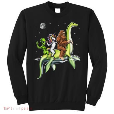 Cryptids Bigfoot Alien Unicorn Riding Loch Ness Monster Sweatshirt