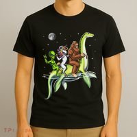 Cryptids Bigfoot Alien Unicorn Riding Loch Ness Monster T-Shirt thumb 3