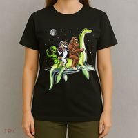Cryptids Bigfoot Alien Unicorn Riding Loch Ness Monster T-Shirt thumb 4
