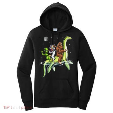 Cryptids Bigfoot Alien Unicorn Riding Loch Ness Monster Women's Hoodie