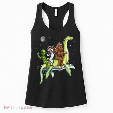 Cryptids Bigfoot Alien Unicorn Riding Loch Ness Monster Women's Tank Top