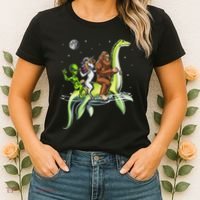 Cryptids Bigfoot Alien Unicorn Riding Loch Ness Monster Women's T-Shirt thumb 2