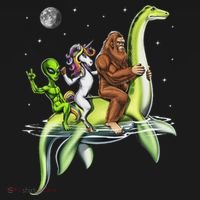 Cryptids Bigfoot Alien Unicorn Riding Loch Ness Monster Women's T-Shirt thumb 6