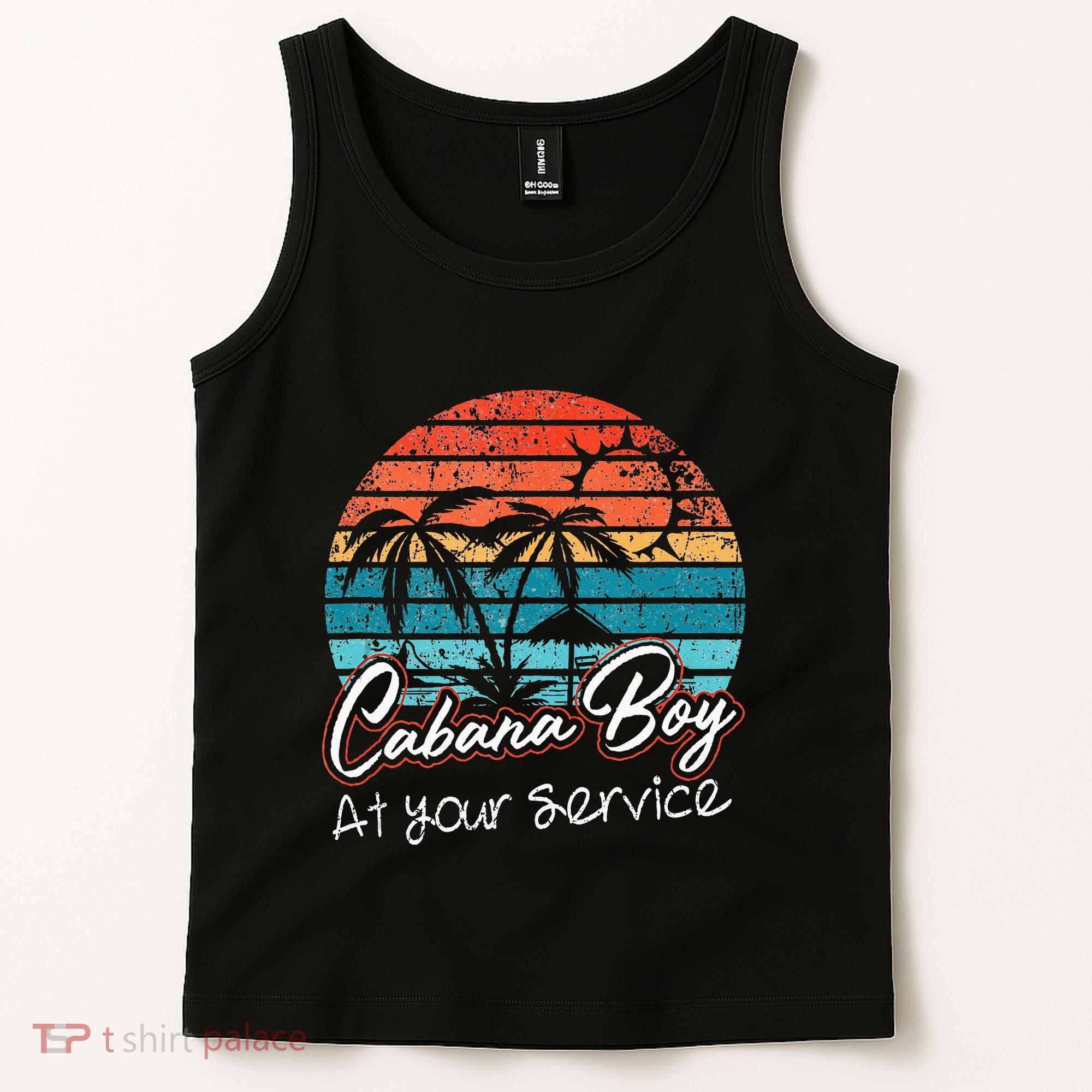 CABANA BOY AT YOUR SERVICE POOL PARTY BOY BARTENDER FUNNY Tank Top